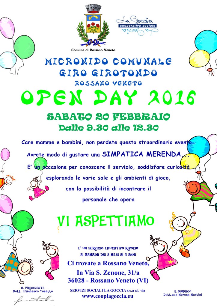 OPEN DAY Asilo Nido Giro Girotondo A Rossano Veneto La Goccia